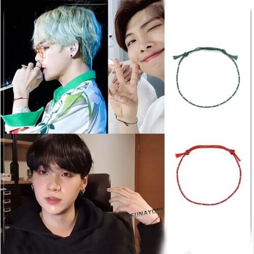Kpop Handmade Woven Rope Chain Bracelet Wishing Bracelet for Women Men Simple Korean Jewelry bangtan boys V RM SUGA same