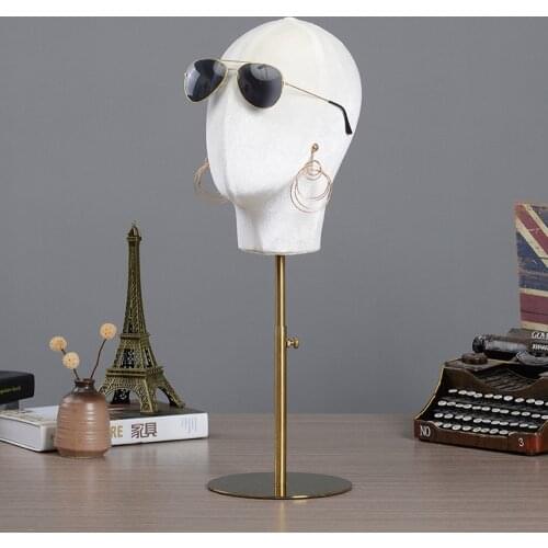 Sunglasses Ear Studs Display Stand Adjustable Height Metal Stand Head Model Flannel Cloth Material