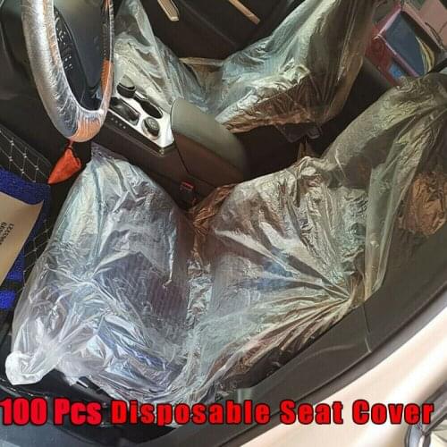 100pcs Disposable Car Soft Seat Cover Plastic Universally Waterproof Care Cleaning Beauty Repair Protective Cover Car Seat Cover