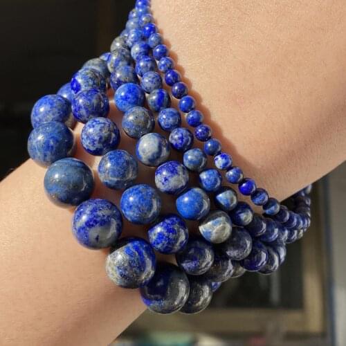 Natural Stone Lapis Lazuli Round Beads Loose Beads For Bracelets Jewelry Making Diy Handmade Accessories 3-12mm Wholesale