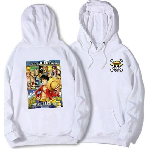 One Piece Full Character Men Hoodies Japan Anime Print Cotton Pullover Streetwear Cartoon Winter Warm Fleece Sweatshirt Hooded