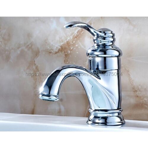 Polished Chrome Concise Bathroom Faucet finish Basin Sink Faucet Single Handle water taps Nnf058