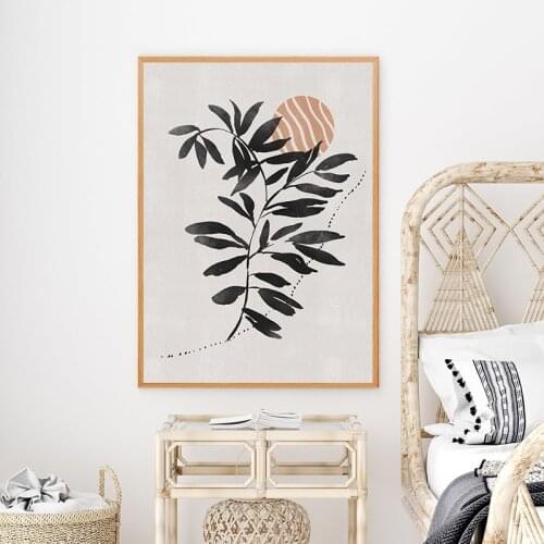 Botanical Neutral Wall Art Prints Boho Style Decorative Picture Plants Minimalist Poster Canvas Painting for Living Room Decor