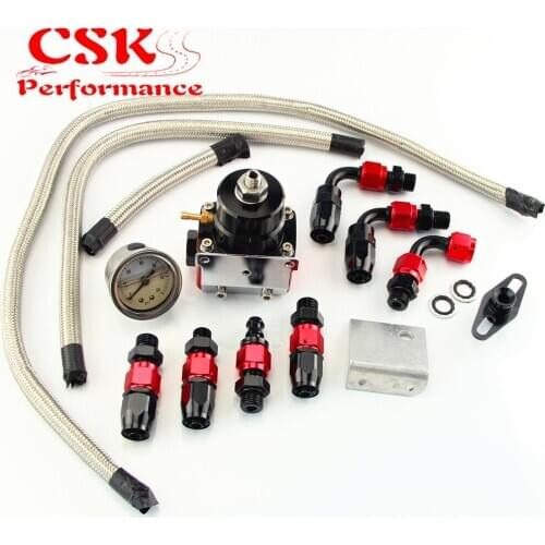 Adjustable Fuel Pressure Regulator + Gauge Kit FIT FOR CIVIC DSM STI GTI EVO r+k