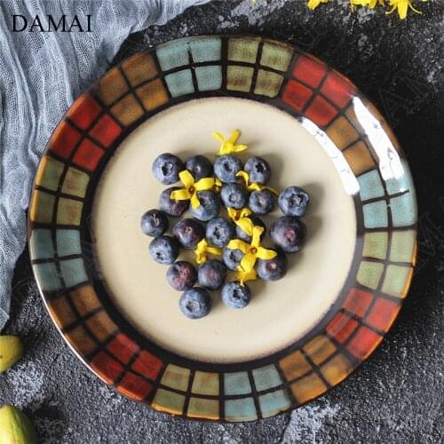Hand Painted Ceramic Plate Creativity Overglaze Home Fruit Salad Plate European Western Steak Dish Restaurant Serving Tray