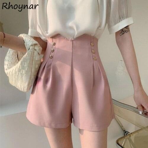 Shorts Women Button French Style Elegant Lady Office A-line Sweet Casual All-match Stylish Female Summer Empire Bottoms Ulzzang