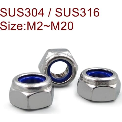 Stainless Steel DIN985 Lock nut Nylon lock nuts Fine thread M2 M2.5 M3 M4 M5 M6 M8 M10 M12 SUS304 Locking nut Self lock nut