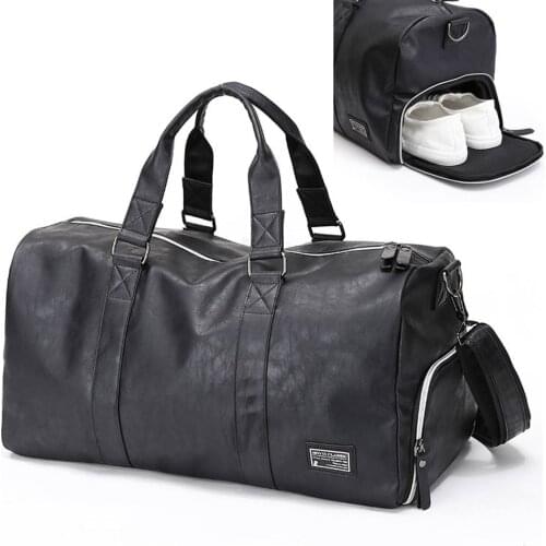 2020 New Black Men Travel Duffle Bags Waterproof PU Leather Handbags Shoulder Bag For Women Man Totes Large Capacity Weekend Bag