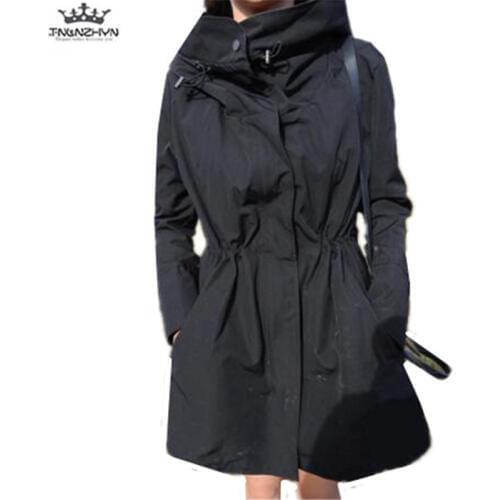 Tnlnzhyn 2019 New Spring Autumn Women Trench Coat Women Fashion Slim Hooded Windbreaker Coat Medium long Outerwear Y1049
