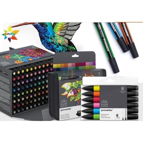 UK OEM Winsor & Newton Promarker 6 12 24 48 Essential Collection Alcohol comics building Art Scenery Brush Marker Gray Red Set