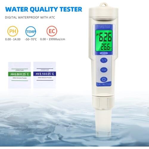 3 in 1 PH EC TEMP 0.01 Meter Waterproof Digital EC pen with Automatic temperature compensation for aquarium 30%off