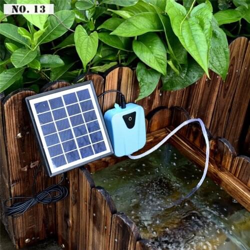 2L/min Aquarium Air pump with 1 Air Stone Solar Powered Oxygenator Water Oxygen Pump DC Charging Pond Aerator for Fishing Tank