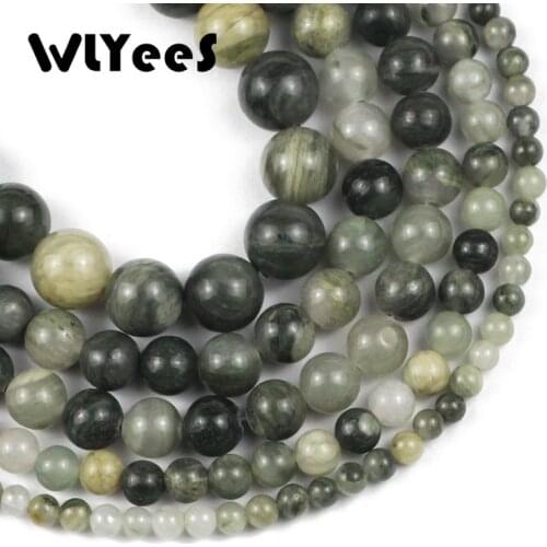 WLYeeS Round Green Grass Jaspers bead Natural Stone Loose Spacer beads For Jewelry Making 6/8/10/12mm DIY Bracelets Accessories