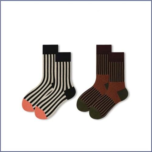 Japanese Harajuku Tide Couple Men Women Medium Tube Socks Striped Street Student Stockings Classic Art Cotton Socks