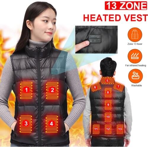 11 Areas Heated Vest Jacket USB Men Winter Electrical Heated Sleevless Jacket Outdoor Fishing Hunting Waistcoat Hiking Vest