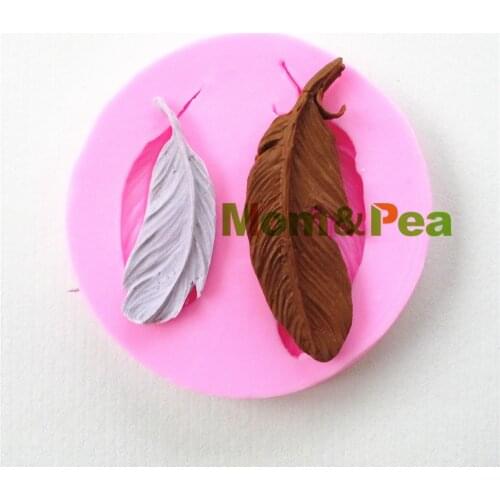 Mom&Pea 0849 Free Shipping Feather Shaped Silicone Press Mold Cake Decoration Fondant Cake 3D Mold Food Grade