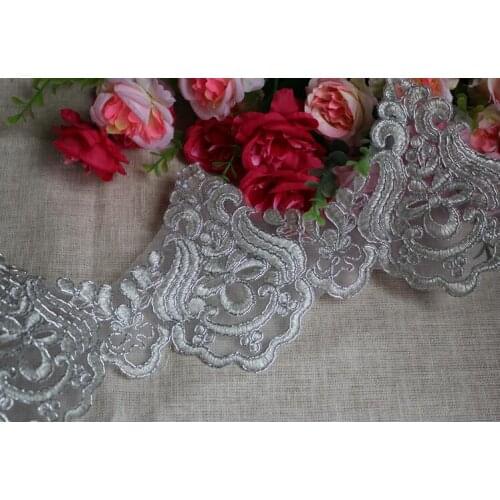 1 Yard gold silver wide wedding lace trim high quality DIY craft garment accessories lace fabric free shipping 12.5cm width