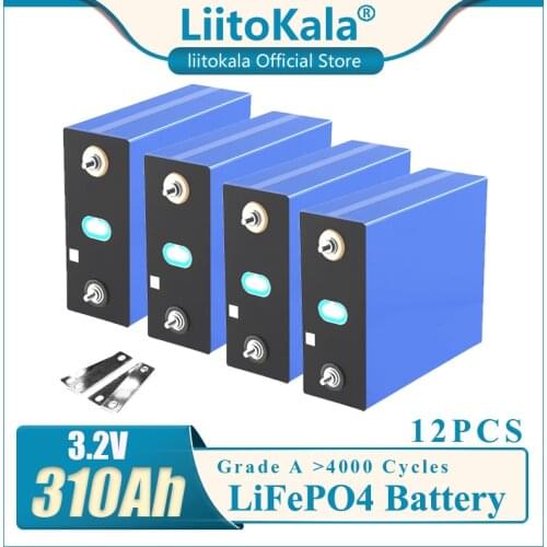 12pcs LiitoKala GRADE A 3.2V 310Ah LiFePO4 Battery 36V Lithium iron phosphate battery for RV Solar battery pack EU US TAX FREE