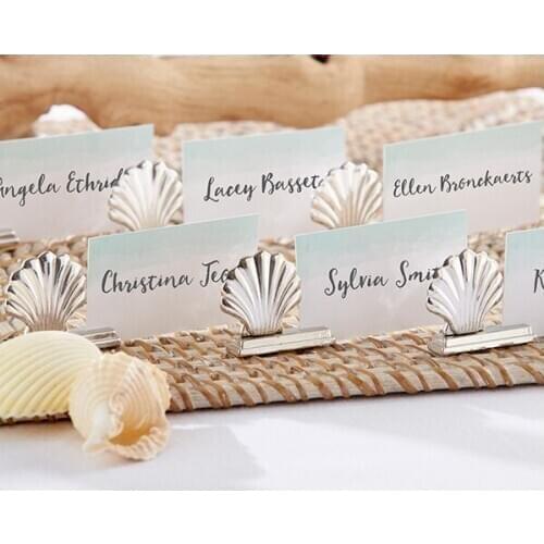 200pcs/lot Wedding accessory Silver Plated Shell Place Card Holder bachelor party Supplies Bachelorette favors Free Shipping