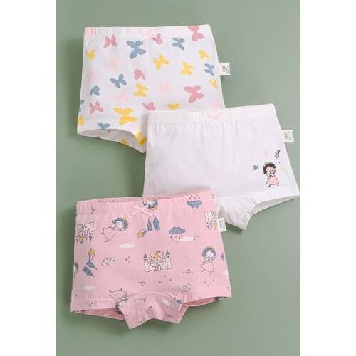 3 Pieces/lot Design Childrens Girls Panties Cotton Soft Pretty Cartoon Child Underwear for Girls Breathable Kids Boxer Panties