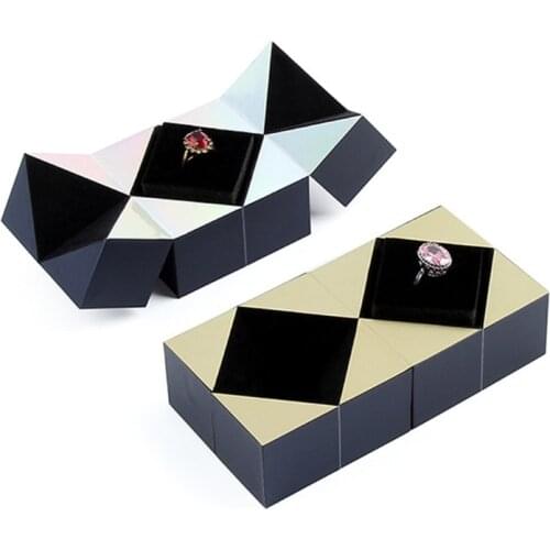 85LB Magical Shape Changeable Jewelry Box Ring Proposal Rotating Cube Earring Surprise Box for Proposal Engagement Wedding