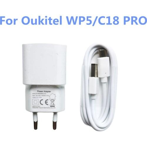 New Oukitel WP5 USB Power Adapter Charger EU Plug Travel Switching Power Supply+Type-C Usb Cable Data Line