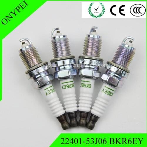 Free Shipping 4 pcs 22401-53J06 BKR6EY Car Power Normal Tough Spark Plug 2240153J06 For NISSAN 22401 53J06