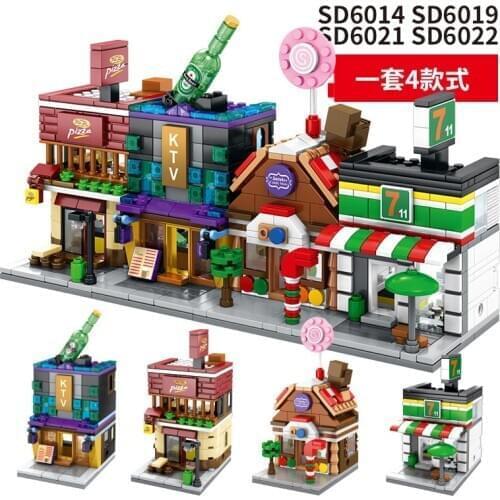 SEMBO Blocks Mini Street Store Building Bricks Cute Micro Shop Model Ice Cream Educational Kids toys Children Gifts Christmas
