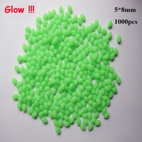BlueSea 1000pcs/Bag 5*8mm Premium Quality Oval Luminous Fishing Float Beads Fishing Glow Beads Green Color