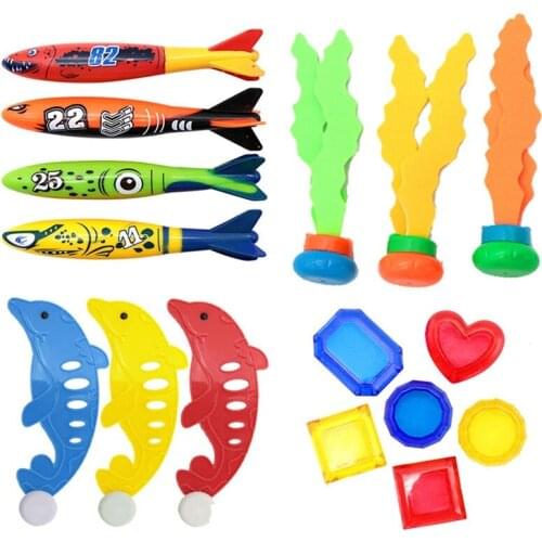 Kids Diving Toy Set Swimming Pool Training Playing Toy Plastic Fish Set Seaweed Jellyfish Simulation Marine Life Throwing Toy