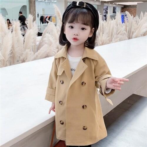 Girls Long Jacket Solid Color Girl Coats Kids Casual Style Childrens' Jacket Spring Autumn Kids Clothing Little Girls Clothing