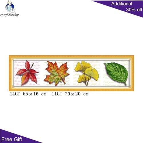 Joy Sunday Leaves Home Decor J207 14CT 11CT Counted Stamped Leaf Handcraft Needlework Embroidery DIY Cross Stitch Kit