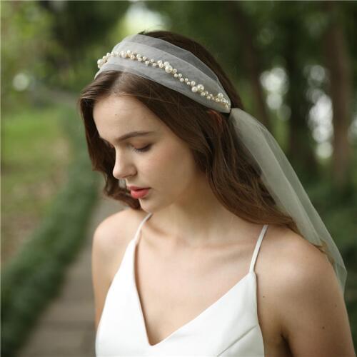 Elegant Pearls Bridal Veils Handmade Vintage Wedding Headpiece Party Prom Hair Accessories 2019 Brides Headwear