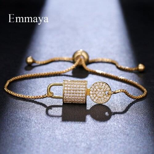 EMMAYA Fascinating Design Gold Color Bracelet Adjustable Key And Lock Shape For Female Gorgeous Ornament In Birthday Party Gift