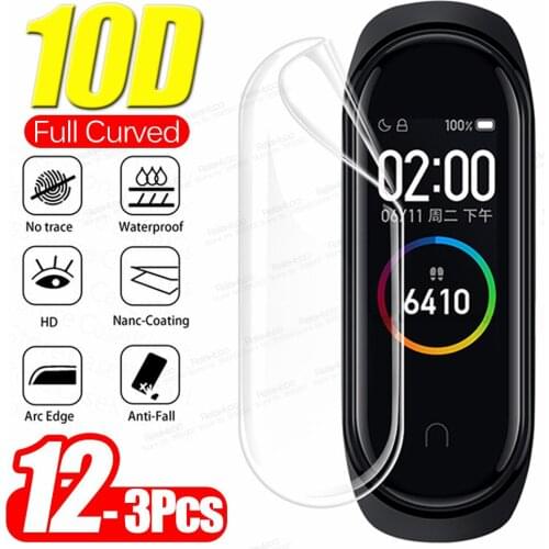 12-3Pcs Hydrogel soft Film For Xiaomi Mi Band 6 MiBand 6 Miband6 10D Curved Screen Protector Smart Wristband Not Tempered Glass