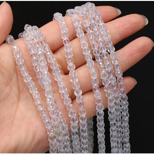 Natural Stone Faceted Beads Blue Topa Small Square Loose Bead for Jewelry Making Diy Necklace Bracelet Accessories