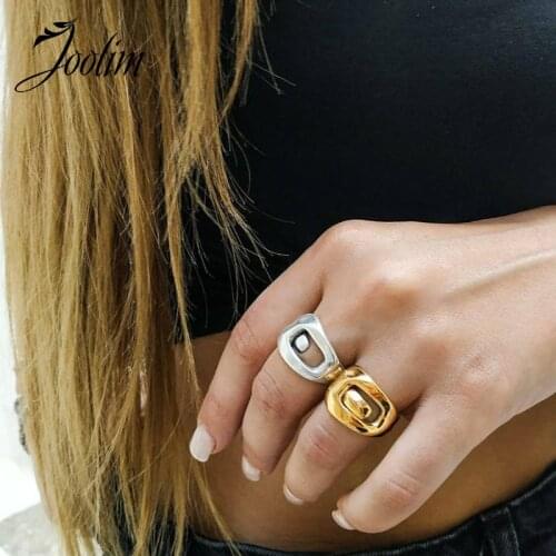 Joolim High End 18K Gold PVD Symple Special-shaped Rings for Women Stainless Steel Jewelry Wholesale