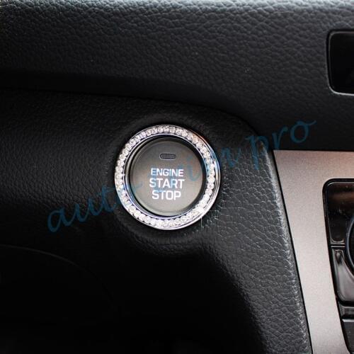 Auto Engine Start Push Buttons Cover Ignition Ring Trim Interior Parts Silver Style