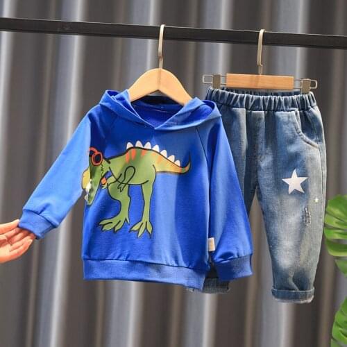 Infant Clothing Sets 2021 Autumn Spring Clothes Newborn Cartoon Dinosaur Baby Boys Clothes Hoodie+Jeans 2pcs Toddler Outfit Suit