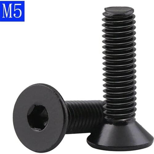 M5 - 0.8 5mm Black 304 Stainless Steel Flat Head Socket Caps Screws DIN 7991 Allen ISO 10642