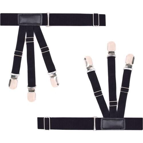 European And American-Style Mens Slip-Resistant Shirt Clip Chinlon Material Shirt Garter YFS-J Black