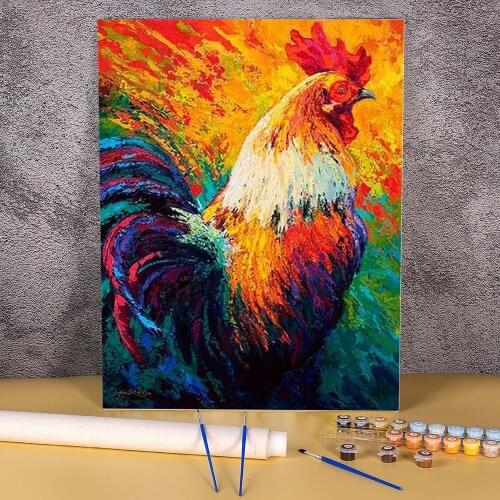 Animal Chicken DIY Painting By Numbers Kit Acrylic Paints 40*50 Boards By Numbers Loft Wall Picture Children Wholesale