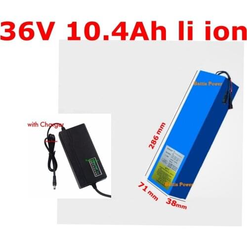Customize 36v 10.4ah lithium ion battery 10ah li ion battery BMS for 500W 350w bike wheelbarrow scooter + 2A Charger