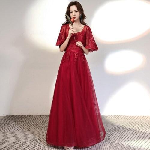 New Arrival Women Vintage Improved Square Neck Lacing Up Qipao Classic Bride Wedding Dress Full Length Tulle Dresses Toast Cloth
