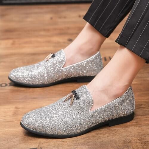 New Trend 2021 Men Sequin Tassel Pendant Oxford Shoes Male Dress Wedding Prom Party Office Footwear Sapato Social Masculino