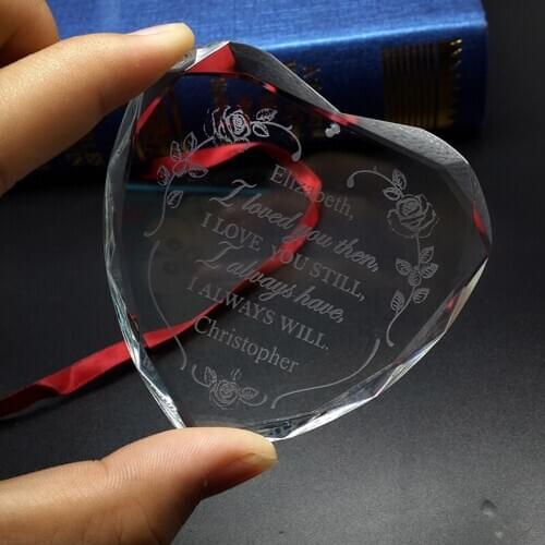 Wholesale Heart Shaped Monogram Pattern Crystal Ornaments Wedding Home Christmas Decoration