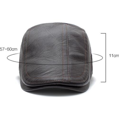 Autumn Winter PU Leather Golf Beret Cap Adjustable Hats Men Cowboy Hat Driving Summer Flat Newsboy Caps