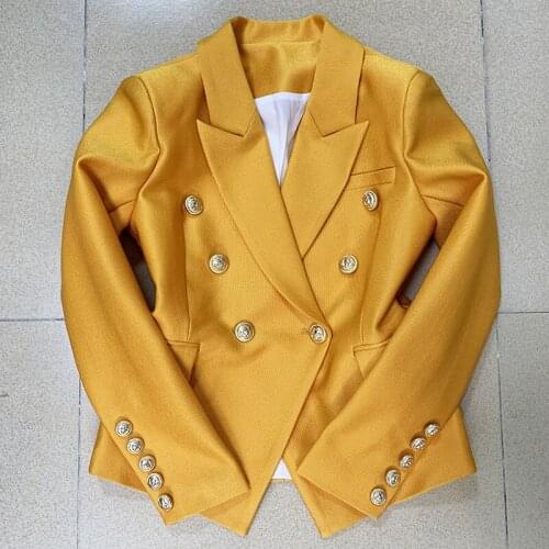 EXCELLENT QUALITY Newest Fashion 2021 Designer Jacket Womens Classic Lion Buttons Double Breasted Slim Fit Pique Blazer