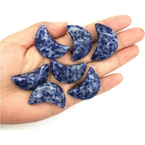 Lovely 1PC Natural Blue Dot Jasper Moon Shaped Crystal Gemstone Healing Stones Decor Crafts Natural Quartz Crystals