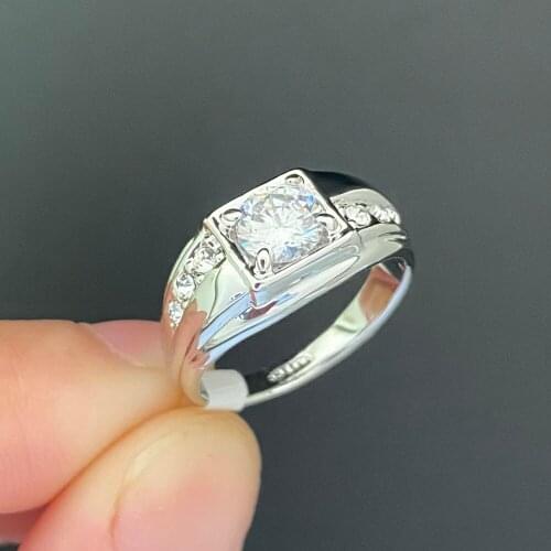 SALE 90% Off Fine Jewelry Silver Color Rings Austrian Crystal Zircon Stone Graduation Gift Mens Wedding Rings Dropshipping